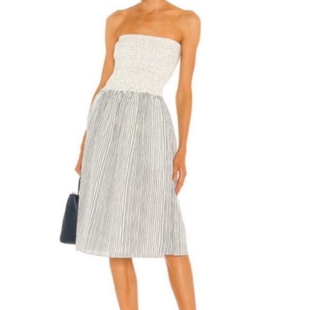 Rag & Bone Aster Strapless Dress In White Multi